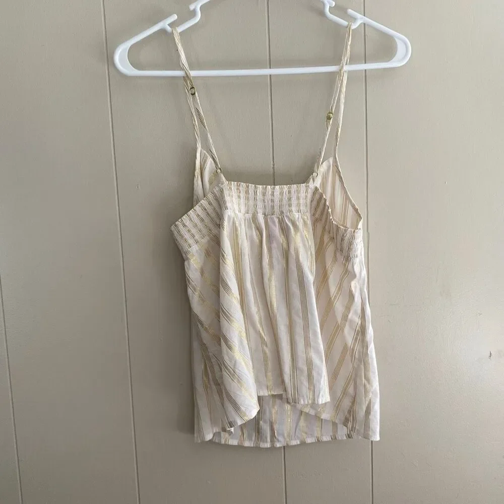 Victoria’s Secret Gold Striped Tie-Front Cami Top Size M – Adjustable Straps